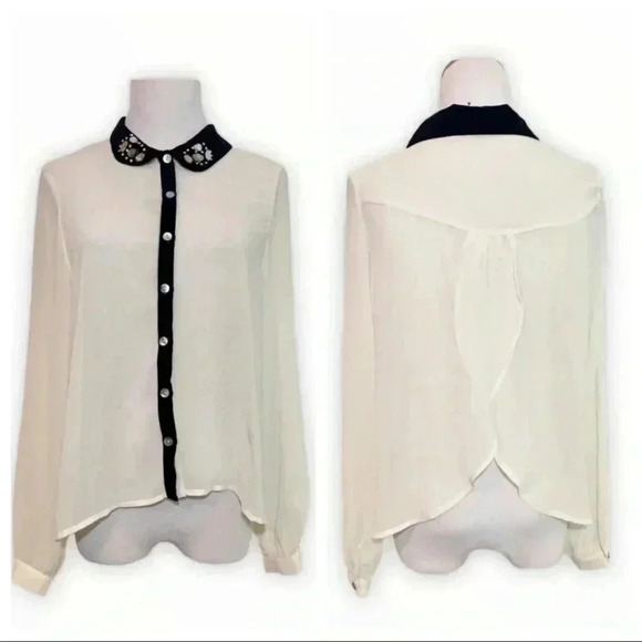 Iris white bejeweled button up blouse - Picture 1 of 8